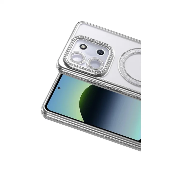 BUĞZ Xiaomi Redmi 15c 4g Joke Simli Magneticsafe Kılıf - Gümüş