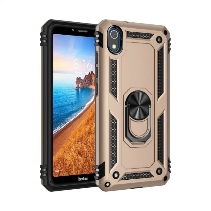 BUĞZ Xiaomi Redmi 7a Kılıf Sofya Yüzüklü Silikon Kapak - Gold