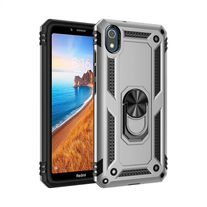 BUĞZ Xiaomi Redmi 7a Kılıf Sofya Yüzüklü Silikon Kapak - Gümüş