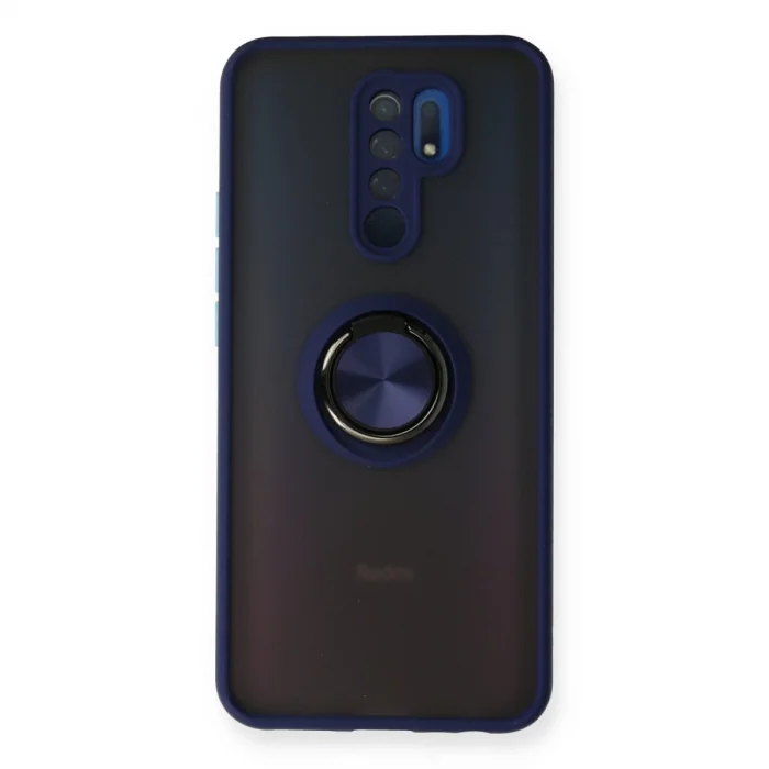 BUĞZ Xiaomi Redmi 9 Kılıf Montreal Yüzüklü Silikon Kapak - Lacivert