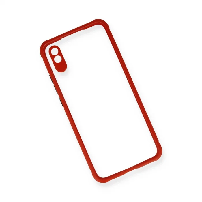 BUĞZ Xiaomi Redmi 9a Kılıf Miami Şeffaf Silikon - Kırmızı