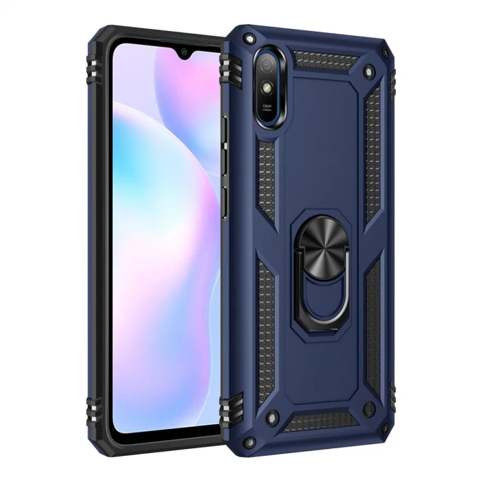BUĞZ Xiaomi Redmi 9a Kılıf Sofya Yüzüklü Silikon Kapak - Lacivert