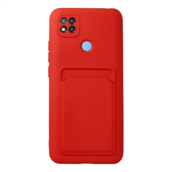 BUĞZ Xiaomi Redmi 9c Kılıf Kelvin Kartvizitli Silikon - Kırmızı