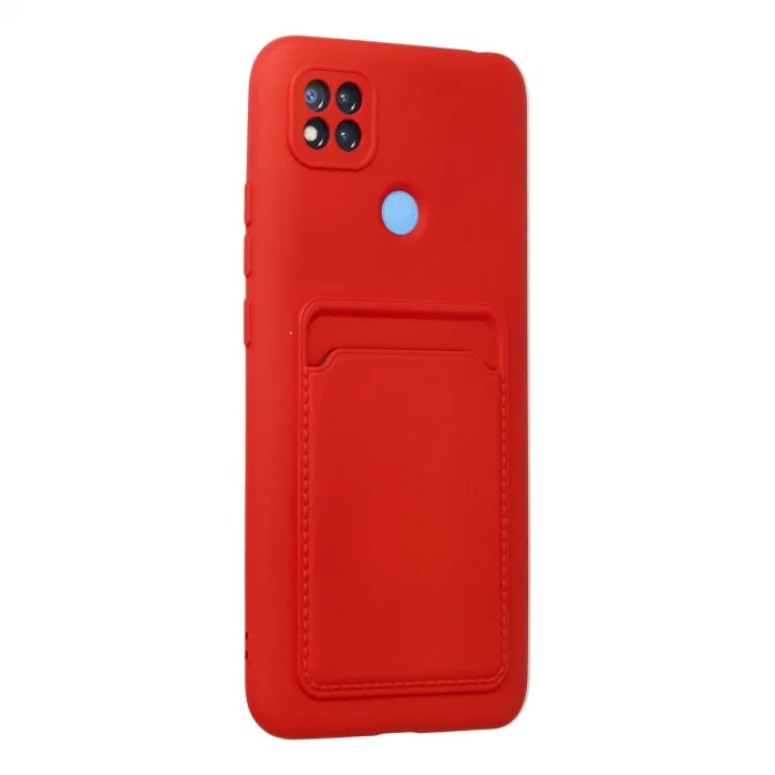 BUĞZ Xiaomi Redmi 9c Kılıf Kelvin Kartvizitli Silikon - Kırmızı