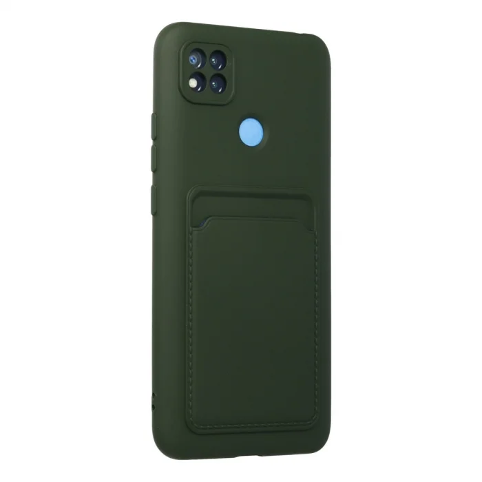 BUĞZ Xiaomi Redmi 9c Kılıf Kelvin Kartvizitli Silikon - Koyu Yeşil