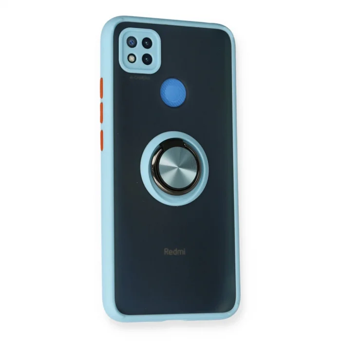 BUĞZ Xiaomi Redmi 9c Kılıf Montreal Yüzüklü Silikon Kapak - Buz Mavi