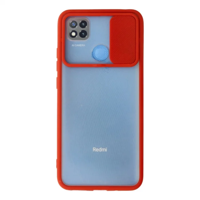 BUĞZ Xiaomi Redmi 9c Kılıf Palm Buzlu Kamera Sürgülü Silikon - Kırmızı