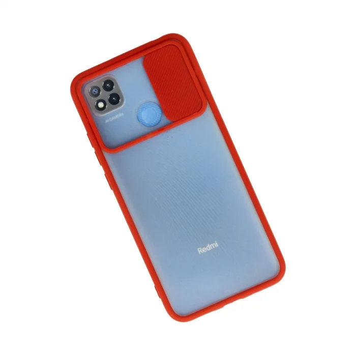 BUĞZ Xiaomi Redmi 9c Kılıf Palm Buzlu Kamera Sürgülü Silikon - Kırmızı