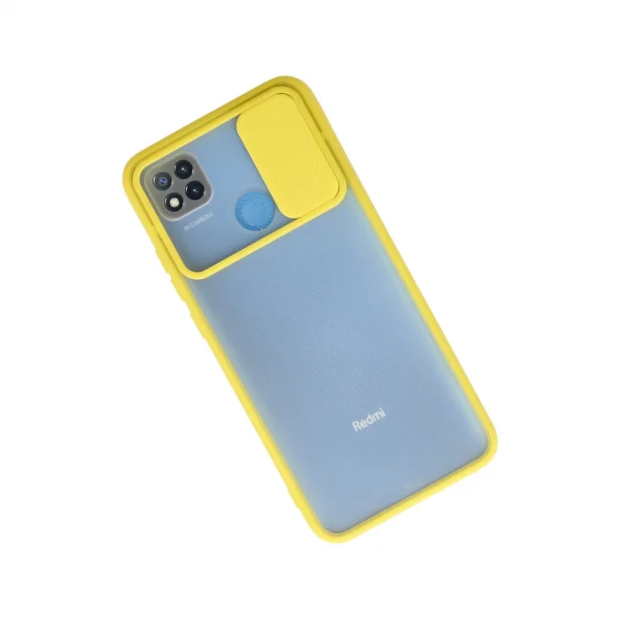 BUĞZ Xiaomi Redmi 9c Kılıf Palm Buzlu Kamera Sürgülü Silikon - Sarı