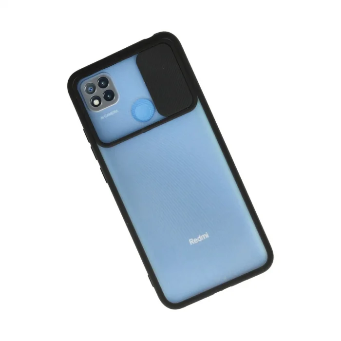 BUĞZ Xiaomi Redmi 9c Kılıf Palm Buzlu Kamera Sürgülü Silikon - Siyah