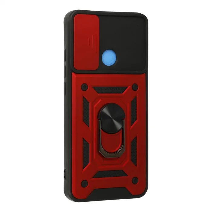 BUĞZ Xiaomi Redmi 9c Kılıf Pars Lens Yüzüklü Silikon - Kırmızı