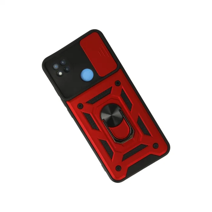 BUĞZ Xiaomi Redmi 9c Kılıf Pars Lens Yüzüklü Silikon - Kırmızı