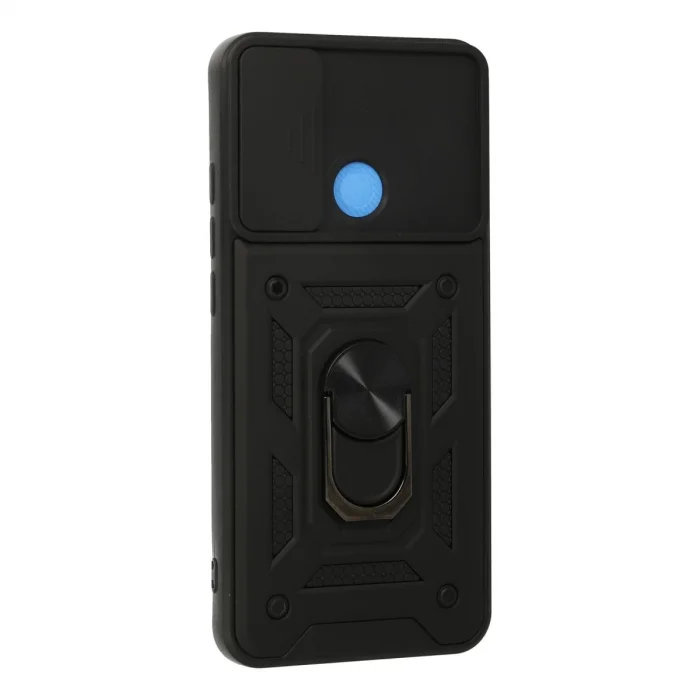 BUĞZ Xiaomi Redmi 9c Kılıf Pars Lens Yüzüklü Silikon - Siyah