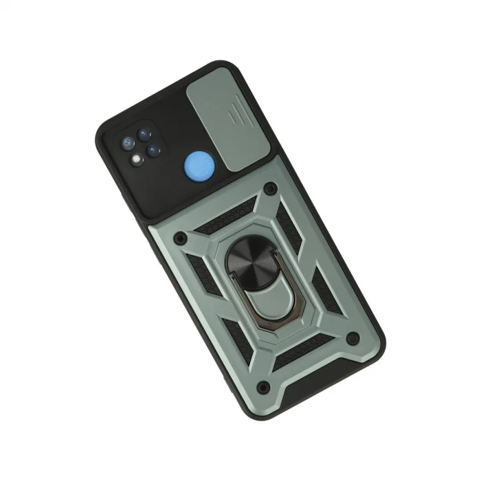 BUĞZ Xiaomi Redmi 9c Kılıf Pars Lens Yüzüklü Silikon - Yeşil