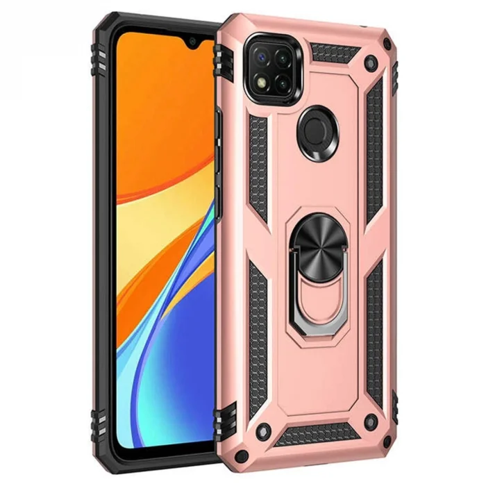 BUĞZ Xiaomi Redmi 9c Kılıf Sofya Yüzüklü Silikon Kapak - Rose