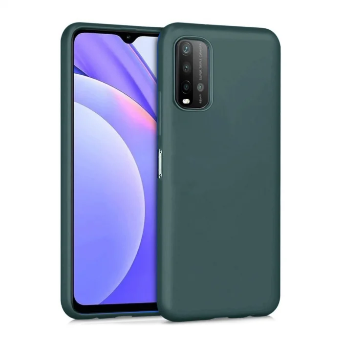 BUĞZ Xiaomi Redmi 9t Kılıf Nano İçi Kadife Silikon - Koyu Yeşil