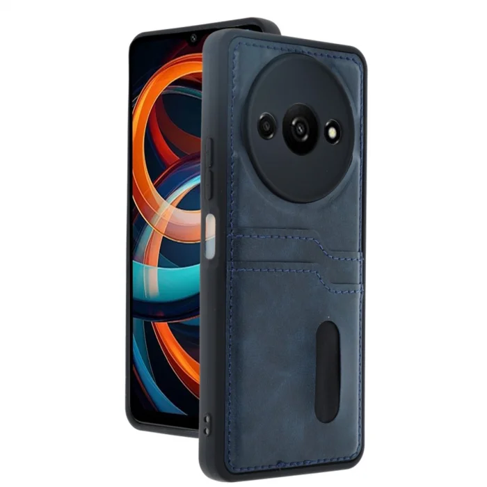 BUĞZ Xiaomi Redmi A3 4g Kılıf Sara Kartvizitli Deri Kılıf - Lacivert