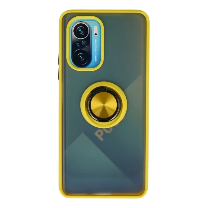 BUĞZ Xiaomi Redmi K40 Kılıf Montreal Yüzüklü Silikon Kapak - Sarı