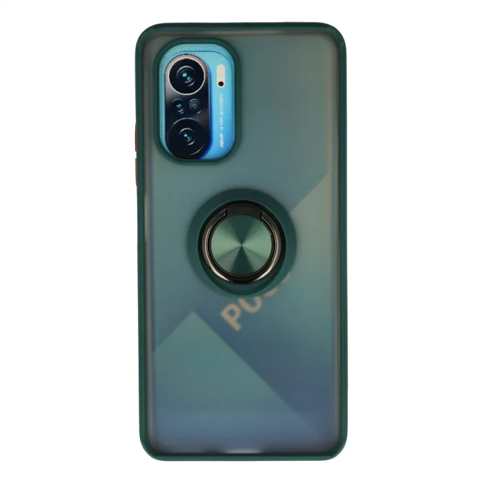 BUĞZ Xiaomi Redmi K40 Kılıf Montreal Yüzüklü Silikon Kapak - Yeşil