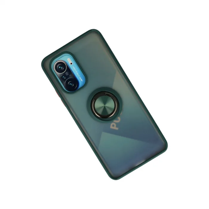 BUĞZ Xiaomi Redmi K40 Kılıf Montreal Yüzüklü Silikon Kapak - Yeşil