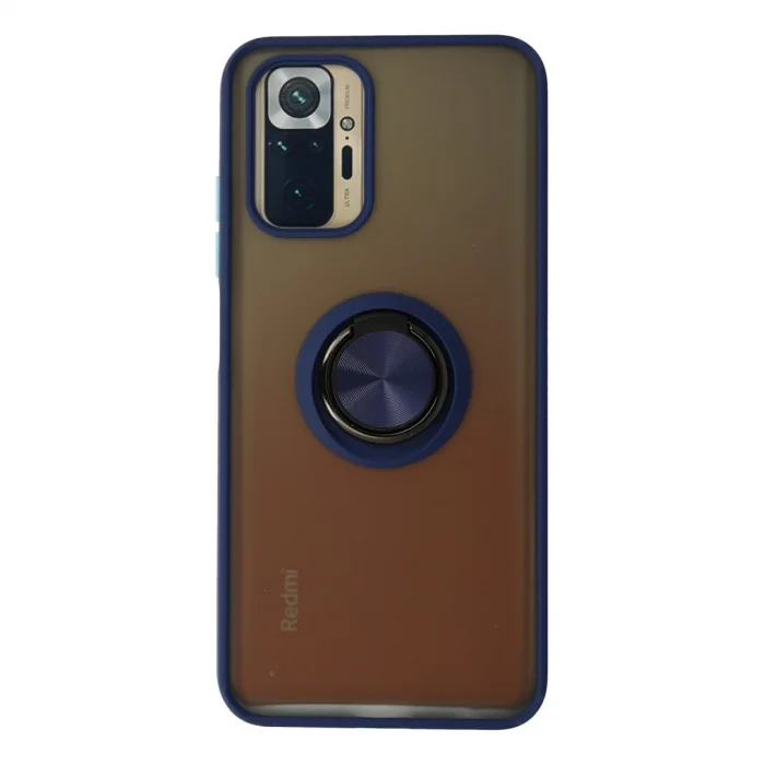 BUĞZ Xiaomi Redmi Note 10 Kılıf Montreal Yüzüklü Silikon Kapak - Lacivert