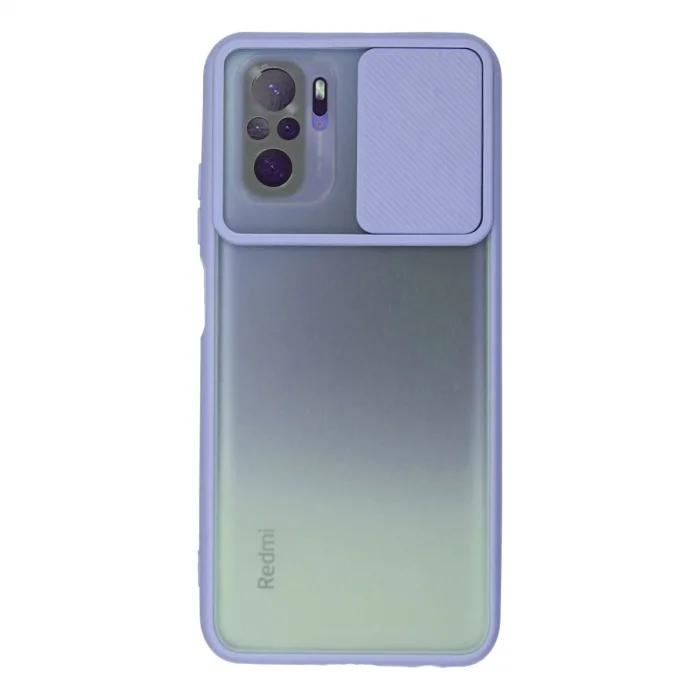 BUĞZ Xiaomi Redmi Note 10 Kılıf Palm Buzlu Kamera Sürgülü Silikon - Lila
