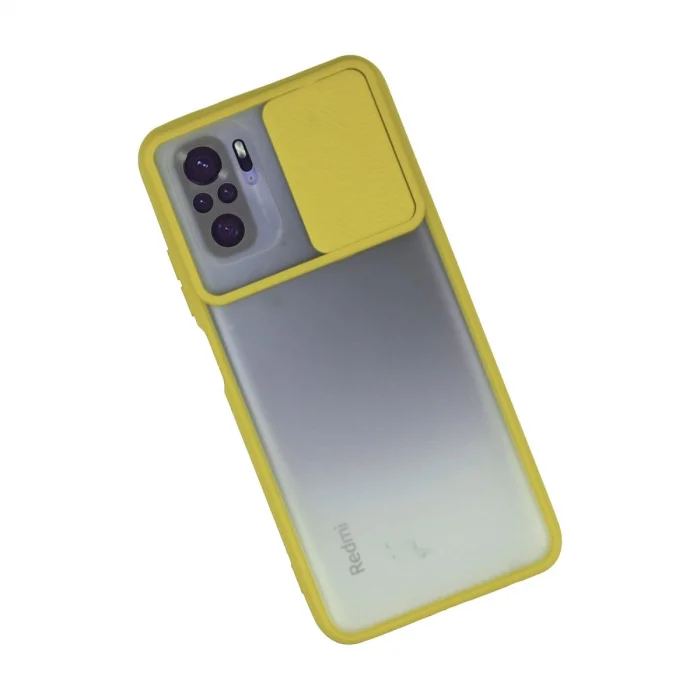 BUĞZ Xiaomi Redmi Note 10 Kılıf Palm Buzlu Kamera Sürgülü Silikon - Sarı