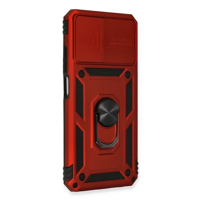 BUĞZ Xiaomi Redmi Note 10 Kılıf Pars Lens Yüzüklü Silikon - Kırmızı