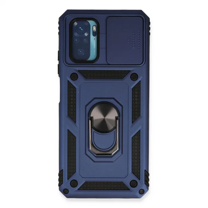 BUĞZ Xiaomi Redmi Note 10 Kılıf Pars Lens Yüzüklü Silikon - Lacivert