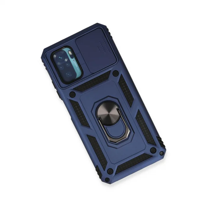 BUĞZ Xiaomi Redmi Note 10 Kılıf Pars Lens Yüzüklü Silikon - Lacivert