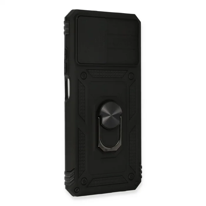 BUĞZ Xiaomi Redmi Note 10 Kılıf Pars Lens Yüzüklü Silikon - Siyah