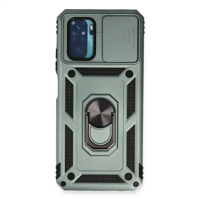 BUĞZ Xiaomi Redmi Note 10 Kılıf Pars Lens Yüzüklü Silikon - Yeşil