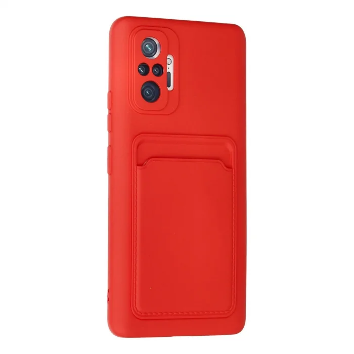 BUĞZ Xiaomi Redmi Note 10 Pro Kılıf Kelvin Kartvizitli Silikon - Kırmızı