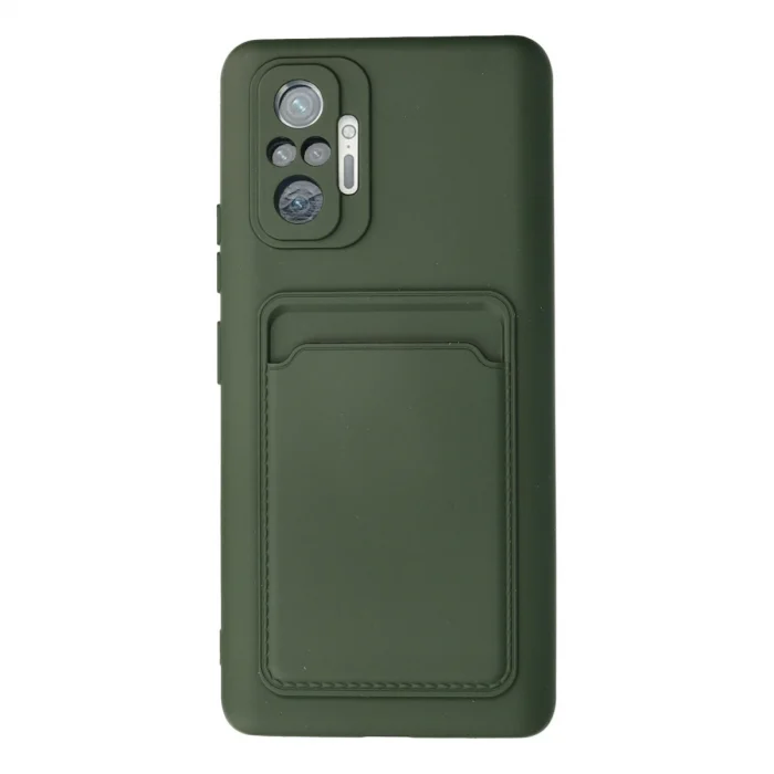 BUĞZ Xiaomi Redmi Note 10 Pro Kılıf Kelvin Kartvizitli Silikon - Koyu Yeşil