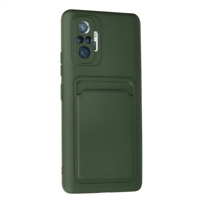 BUĞZ Xiaomi Redmi Note 10 Pro Kılıf Kelvin Kartvizitli Silikon - Koyu Yeşil