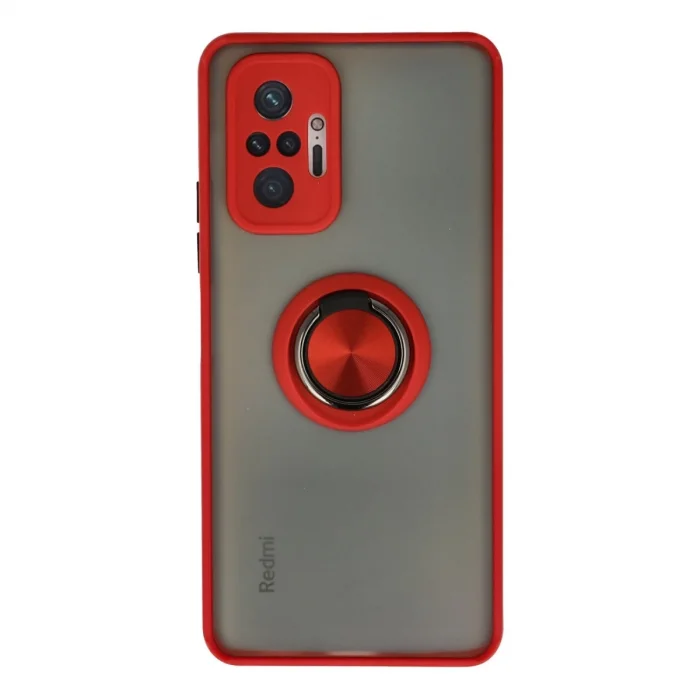 BUĞZ Xiaomi Redmi Note 10 Pro Kılıf Montreal Yüzüklü Silikon Kapak - Kırmızı