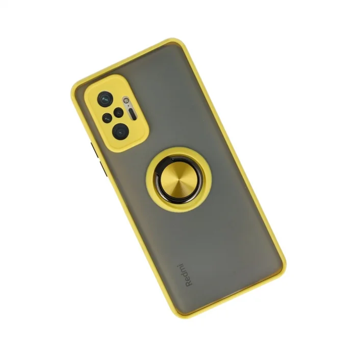 BUĞZ Xiaomi Redmi Note 10 Pro Kılıf Montreal Yüzüklü Silikon Kapak - Sarı