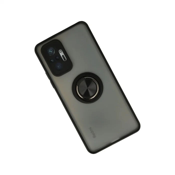 BUĞZ Xiaomi Redmi Note 10 Pro Kılıf Montreal Yüzüklü Silikon Kapak - Siyah