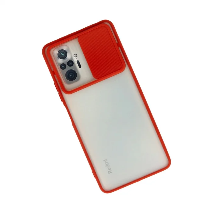 BUĞZ Xiaomi Redmi Note 10 Pro Kılıf Palm Buzlu Kamera Sürgülü Silikon - Kırmızı