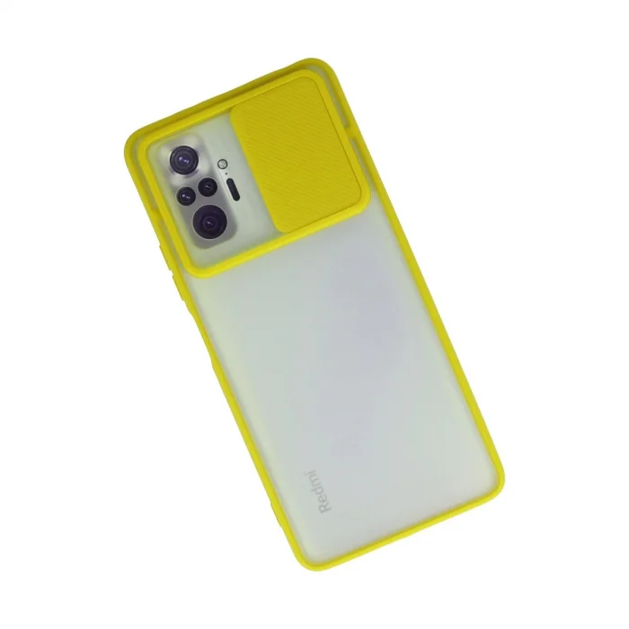 BUĞZ Xiaomi Redmi Note 10 Pro Kılıf Palm Buzlu Kamera Sürgülü Silikon - Sarı