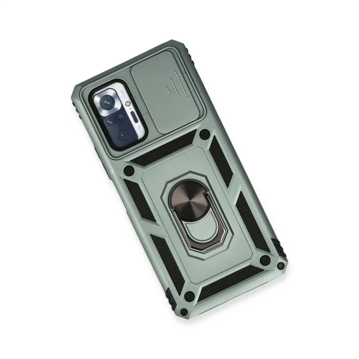 BUĞZ Xiaomi Redmi Note 10 Pro Kılıf Pars Lens Yüzüklü Silikon - Yeşil