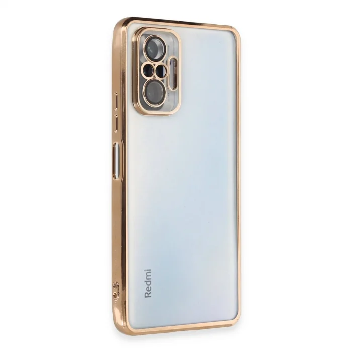 BUĞZ Xiaomi Redmi Note 10 Pro Kılıf Razer Lensli Silikon - Gold