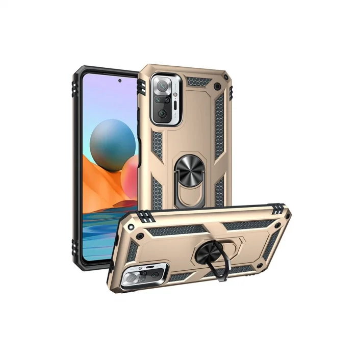 BUĞZ Xiaomi Redmi Note 10 Pro Kılıf Sofya Yüzüklü Silikon Kapak - Gold