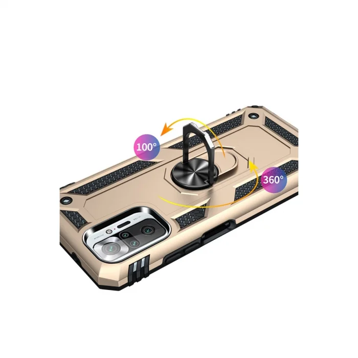 BUĞZ Xiaomi Redmi Note 10 Pro Kılıf Sofya Yüzüklü Silikon Kapak - Gold