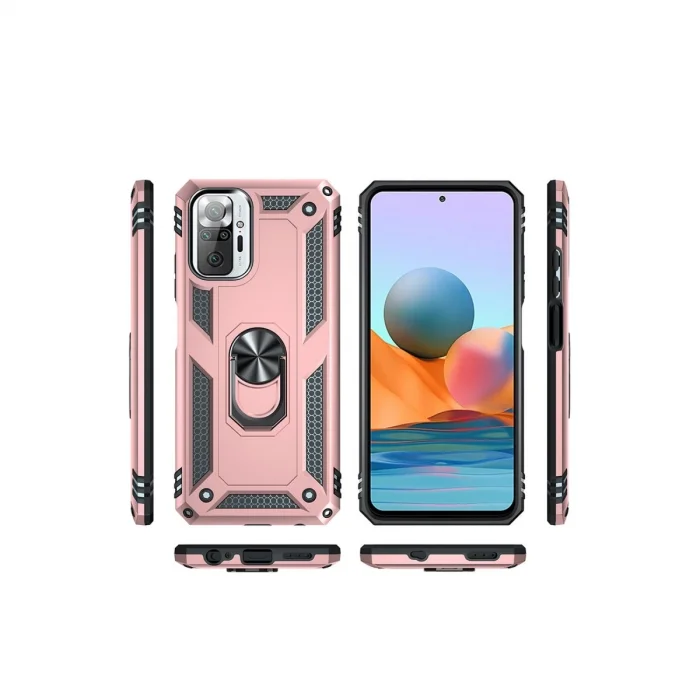BUĞZ Xiaomi Redmi Note 10 Pro Kılıf Sofya Yüzüklü Silikon Kapak - Rose