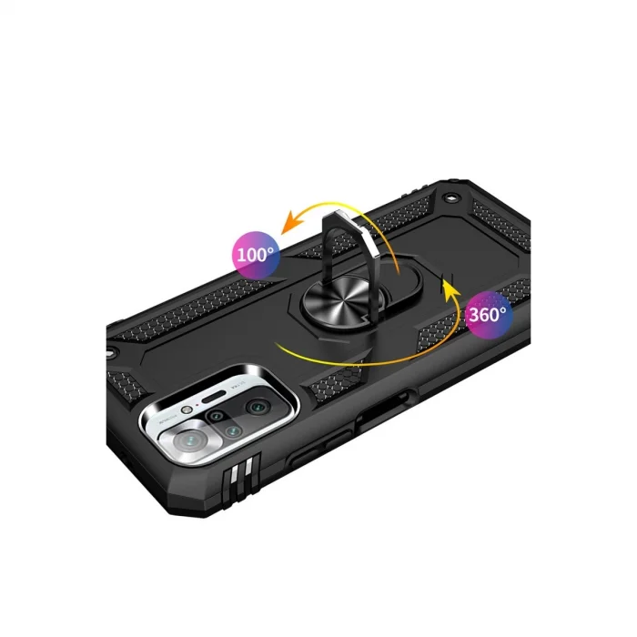 BUĞZ Xiaomi Redmi Note 10 Pro Kılıf Sofya Yüzüklü Silikon Kapak - Siyah