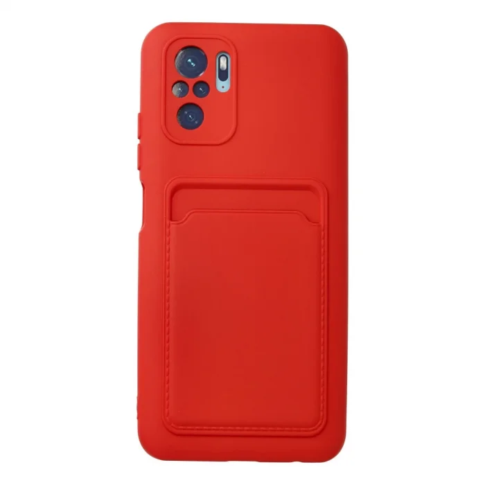 BUĞZ Xiaomi Redmi Note 10s Kılıf Kelvin Kartvizitli Silikon - Kırmızı