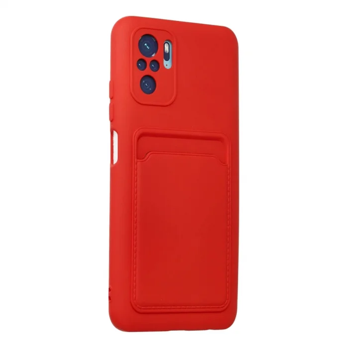 BUĞZ Xiaomi Redmi Note 10s Kılıf Kelvin Kartvizitli Silikon - Kırmızı