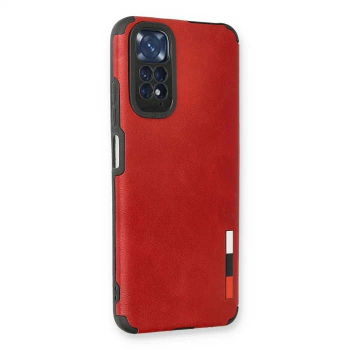 BUĞZ Xiaomi Redmi Note 11 Kılıf Loop Deri Silikon - Kırmızı