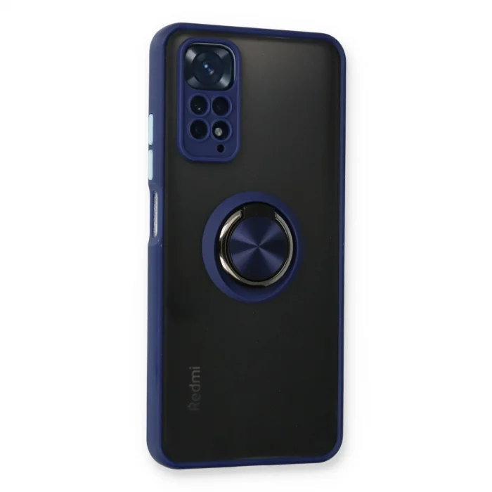BUĞZ Xiaomi Redmi Note 11 Kılıf Montreal Yüzüklü Silikon Kapak - Lacivert